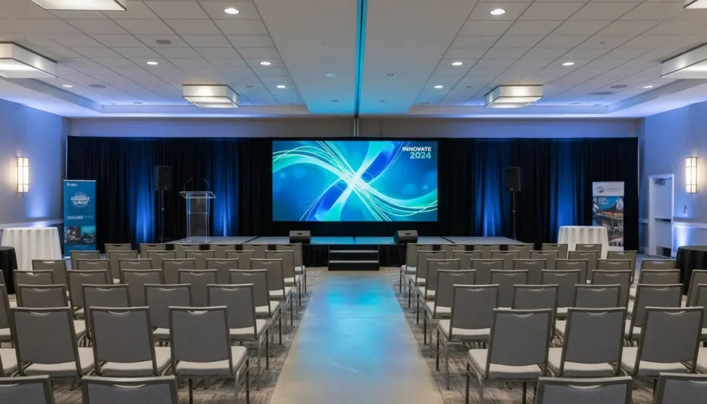 LED video wall setup for a corporate conference in Orlando